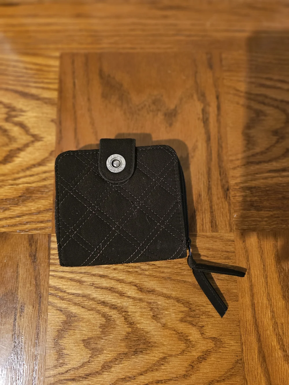 Black Quilted Vera Bradley Snap & Zip Wallet - Picture 1 of 6